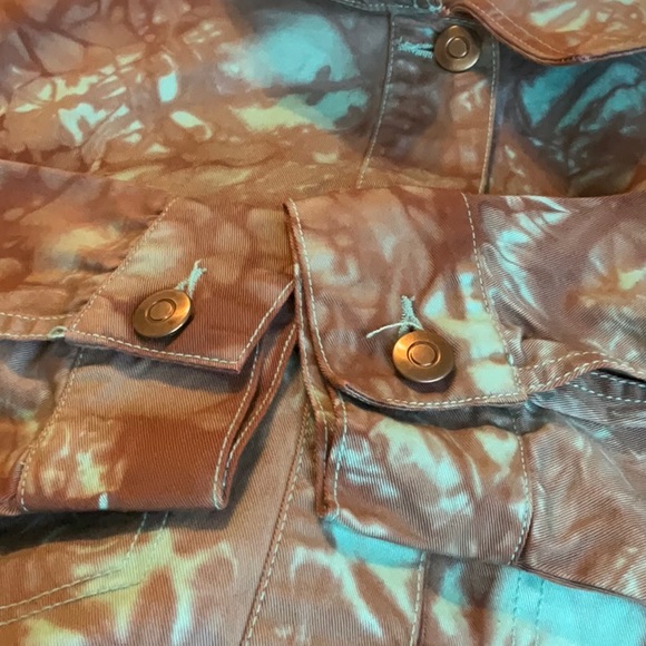 Size L Turquoise and Brown Tie Dye Jacket - Picture 7 of 9